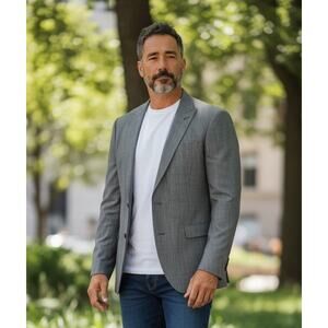 John Varvatos Men's 100% Virgin Wool Gray Sport Coat Blazer Jacket NWOT Size 38R